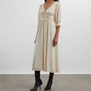 reformation davie linen dress Reformation Davie Smocked Waist Linen Dress In Black - 51% Off